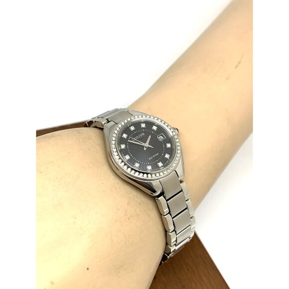 Citizen Women's Watch EW2551-52E Eco Drive Crystals Accent Black Dial Solar 26mm - Picture 6 of 14
